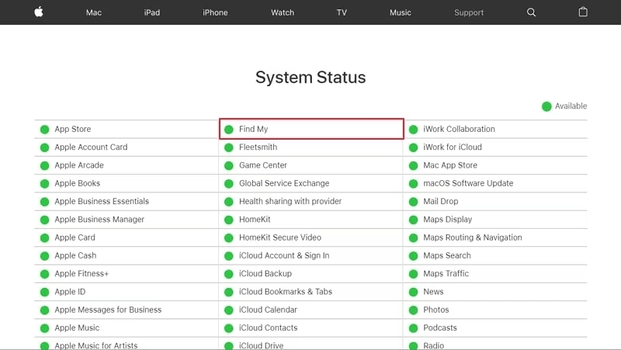 apple’s-system-status-page
