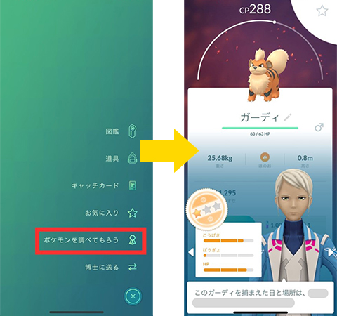ポケモンGO 個体値をチェック