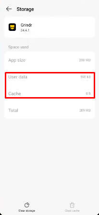 clear grindr cache and data