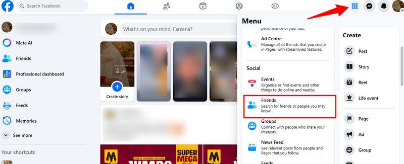 Click Menu Icon Find Friends