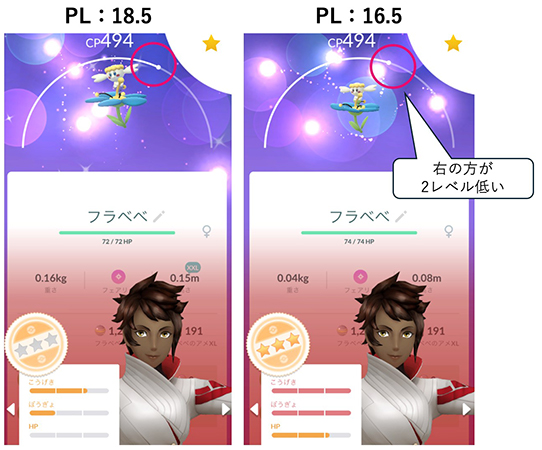 ポケモン go 同じCPのポケモンを比較
