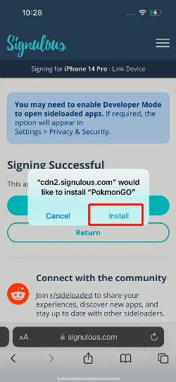 confirm install pogo ios