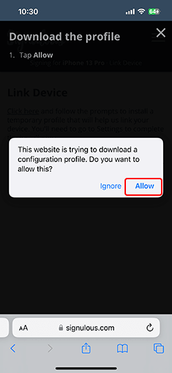 download configuration profile ios