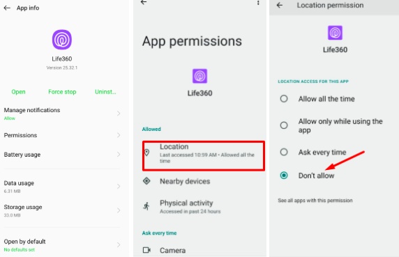 Give Life360 Permission on Android