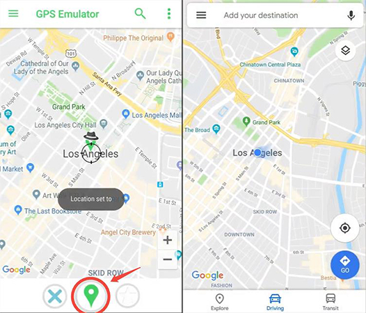 GPS Emulator 位置変更完了
