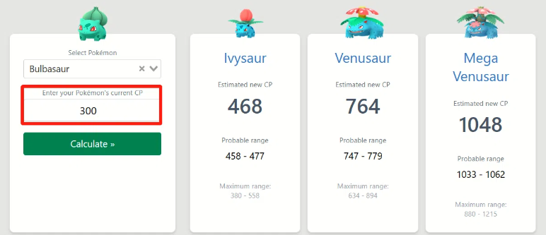 input pokemon current cp