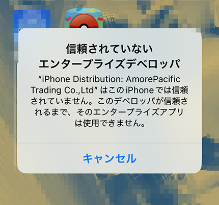 iSpoofer 信頼されていないエンタープライズ開発元