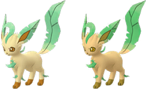 ポケモン go 通常色と色違いリーフィア 