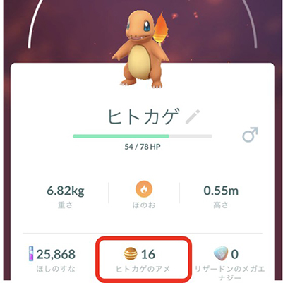 ポケモンgo ポケモンのアメ/XLの所持数
