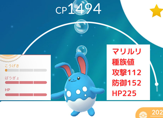 ポケモン go マリルリ 種族値