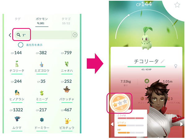 ポケモン go ポケモンボックス 検索値を入力