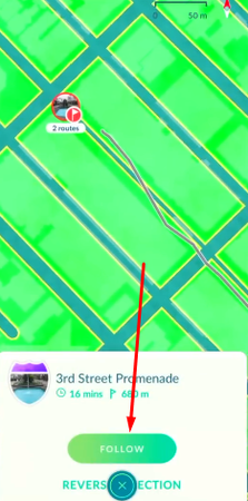 Pokemon Go Routes Tap Follow
