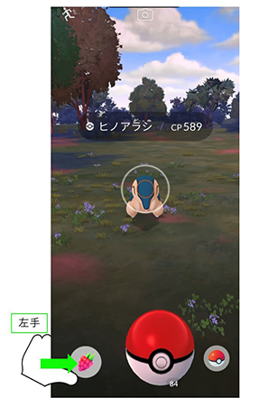ポケモンGO きのみアイコンを押して右にずらす