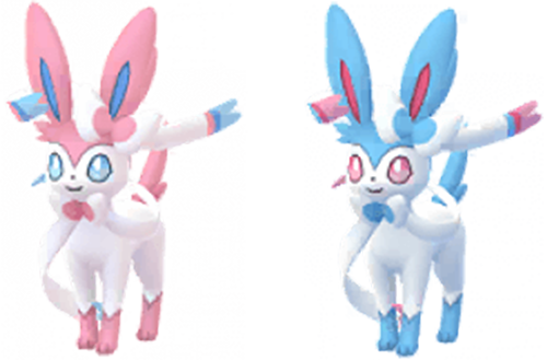 ポケモン go 通常色と色違いニンフィア 