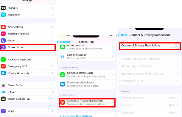 Tap Content Privacy Restrictions