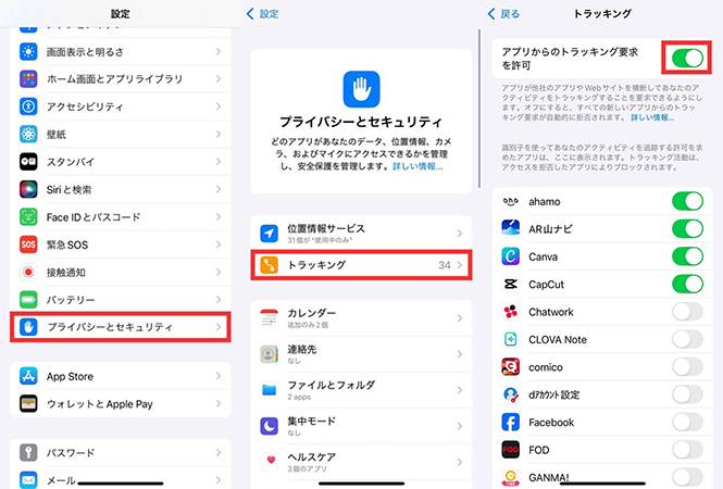 サイト越えトラッキングを防ぐ iPhone