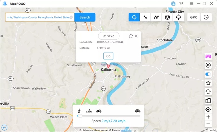 Type Address in Mocpogo