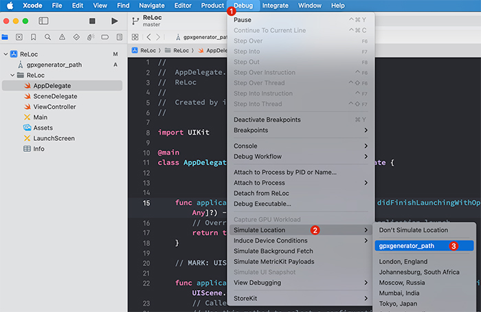 Xcode ドラクエウォーク位置偽装